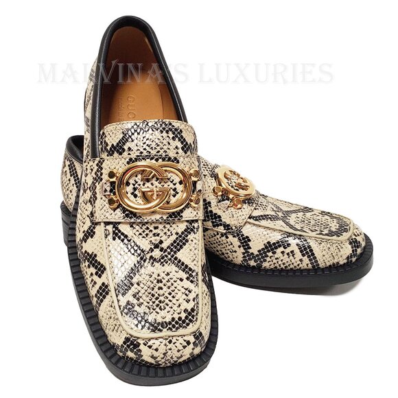 GUCCI SHOES MENS INTERLOCKING G LOGO PYTHON PRINT LOAFERS sz 8 8.5 US - Picture 5 of 15